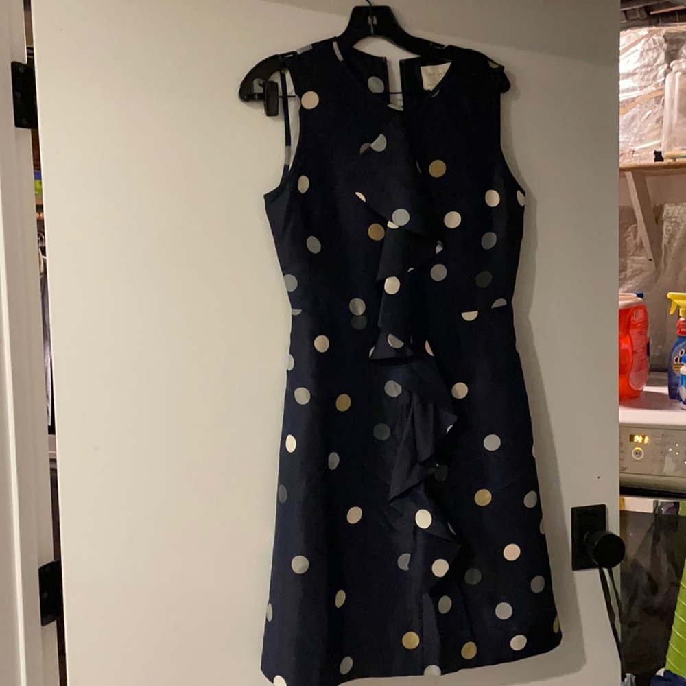 Kate spade silk dress with ruffle down the front